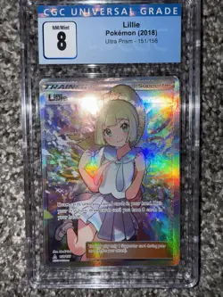CGC Graded 8 Pokemon Lillie (Full Art) 151/156 Trainer Card Ultra Prism 2018 - Image 1