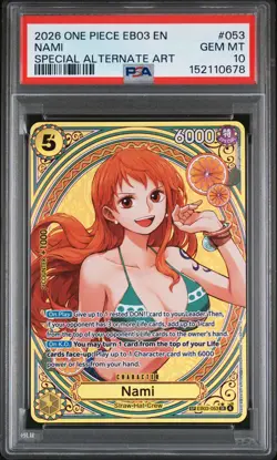 2026 ONE PIECE EB03-HEROINES EDITION SPECIAL ALTERNATE ART #053 NAMI PSA 10 - Image 1