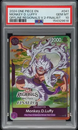 2024 ONE PIECE OFFLINE REGIONALS PACK 2024 VOL.2 FINALIST MONKEY D. LUFFY PSA 10 - Image 1