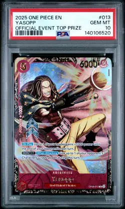 2025 ONE PIECE PROMOS OFFICIAL EVENT TOP PRIZE #013 YASOPP PSA 10 - Image 1