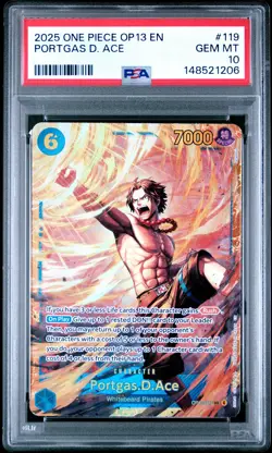 2025 ONE PIECE OP13-CARRYING ON HIS WILL #119 PORTGAS D. ACE PSA 10 - Image 1