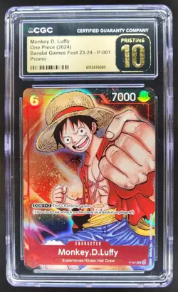 2024 ONE PIECE MONKEY D. LUFFY BANDAI GAMES FEST P-001 PROMO CGC 10 PRISTINE RC7 - Image 1