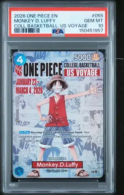 2026 ONE PIECE COLLEGE BASKETBALL: US VOYAGE PROMO MONKEY D. LUFFY PSA 10 - Image 1