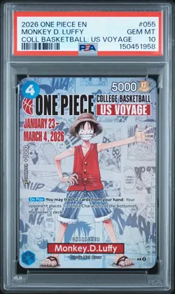 2026 ONE PIECE PROMOS COLLEGE BASKETBALL: US VOYAGE MONKEY D. LUFFY PSA 10 - Image 1