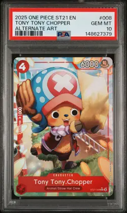 2025 ONE PIECE STARTER DECK ST21-EX GEAR 5 ALT ART #008 TONY TONY CHOPPER PSA 10 - Image 1