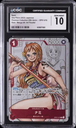 2022 ONE PIECE 25TH ANNIVERSARY RARE MANGA ALT ART PARALLEL NAMI CGC 10 GEM MINT - Image 1