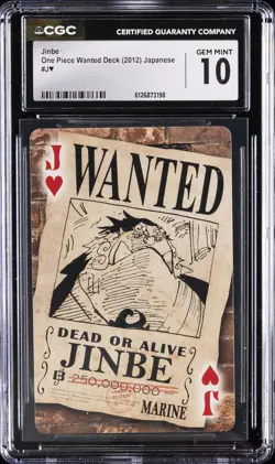 2012 ONE PIECE JAPANESE WANTED DECK J JINBE CGC 10 GEM MINT - Image 1