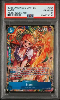 2025 One Piece OP11 English Nami Alt Art #054 PSA 10 GEM MINT - Image 1