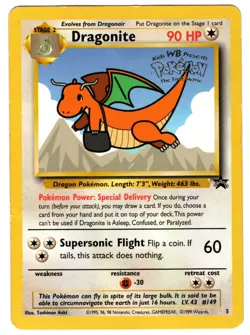 Pokemon 1999 Dragonite Black Star Promo 5 k WB Promo Card - Lightly Played LP - Image 1