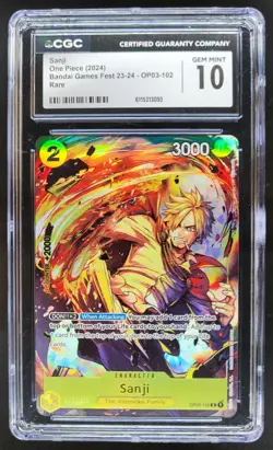 2024 ONE PIECE SANJI BANDAI GAMES FEST RARE OP03-102 CGC 10 RC7 - Image 1