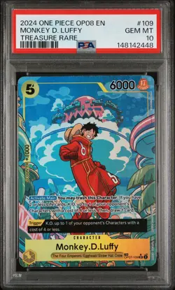 2024 ONE PIECE OP08-TWO LEGENDS TREASURE RARE #109 MONKEY D. LUFFY PSA 10 - Image 1