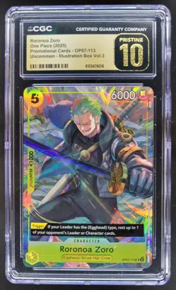 2025 One Piece Illustration Box Roronoa Zoro Promo #OP07-113 CGC 10 PRISTINE RC7 - Image 1