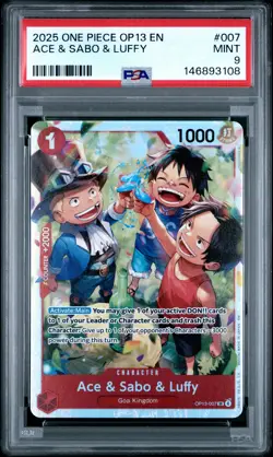 2025 ONE PIECE OP13-CARRYING ON HIS WILL #007 ACE & SABO & LUFFY PSA 9 - Image 1