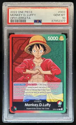 2022 One Piece Monkey D. Luffy OP01 Errata #003 PSA 10 GEM MINT Gem Mint - Image 1