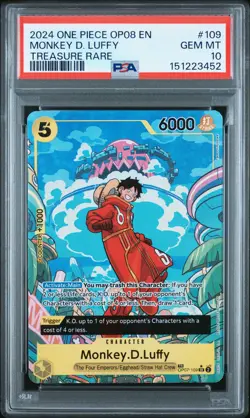 2024 ONE PIECE OP08-TWO LEGENDS TREASURE RARE #109 MONKEY D. LUFFY PSA 10 - Image 1