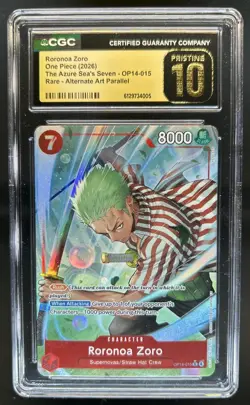 2026 One Piece Roronoa Zoro Rare Alt Art Pristine #OP14-015 CGC 10 - Image 1