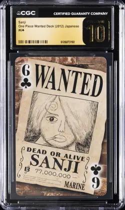 2012 ONE PIECE JAPANESE WANTED DECK 6 SANJI CGC 10 PRISTINE - Image 1
