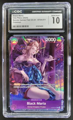 2023-24 One Piece Bandai Game Fest Black Maria Promos #ST04-011 CGC 10 RC7 - Image 1
