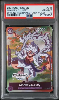 2024 ONE PIECE OFFLINE REGIONALS PACK 2024 VOL.2 #041 MONKEY D. LUFFY PSA 10 - Image 1