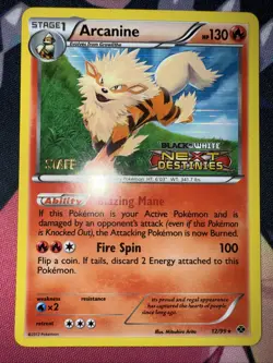 Pokemon - Arcanine STAFF Prerelease Promo 12/99 - Black & White - Next Destinies - Image 1