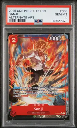 2025 ONE PIECE STARTER DECK ST21-EX GEAR 5 ALTERNATE ART #003 SANJI PSA 10 - Image 1