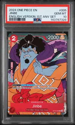 2024 ONE PIECE ENGLISH VERSION 1ST ANNIVERSARY SET #005 JINBE PSA 10 - Image 1