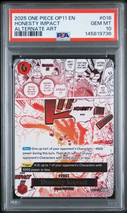 2025 ONE PIECE OP11-A FIST OF DIVINE SPEED ALTERNATE ART HONESTY IMPACT PSA 10 - Image 1