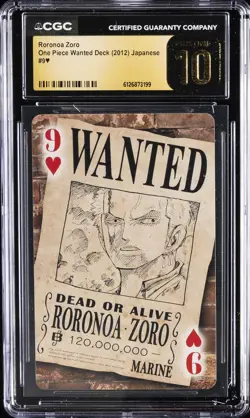 2012 ONE PIECE JAPANESE WANTED DECK 9 RORONOA ZORO CGC 10 PRISTINE - Image 1