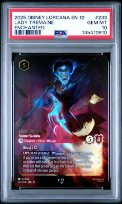 2025 DISNEY LORCANA WHISPERS IN THE WELL ENCHANTED #233 LADY TREMAINE PSA 10 - Image 1