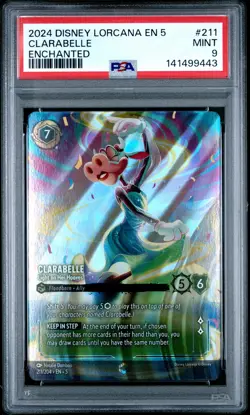 2024 DISNEY LORCANA EN 5-ENCHANTED #211 CLARABELLE - LIGHT ON HER HOOVES PSA 9 - Image 1