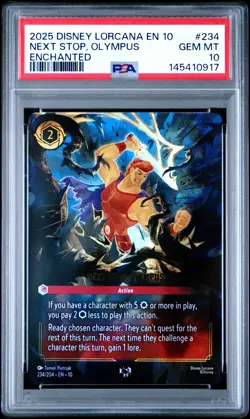 2025 DISNEY LORCANA WHISPERS IN THE WELL ENCHANTED NEXT STOP, OLYMPUS PSA 10 - Image 1