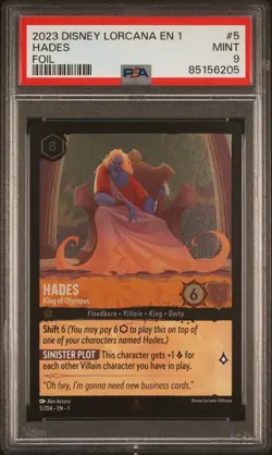 2023 DISNEY LORCANA EN 1-THE FIRST CHAPTER FOIL #5 HADES - KING OF OLYMPUS PSA 9 - Image 1