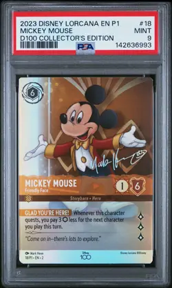 2023 DISNEY LORCANA EN P1-PROMO #18 MICKEY MOUSE FRIENDLY FACE PSA 9 - Image 1