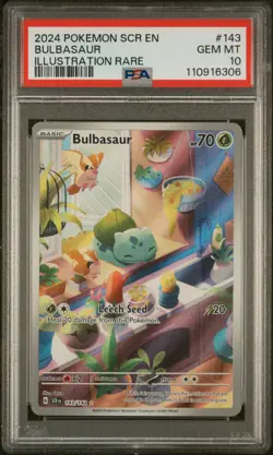 PSA 10 GEM Mint Bulbasaur 143/142 Illustration Rare Full Art - Pokemon SV07 SCR - Image 1