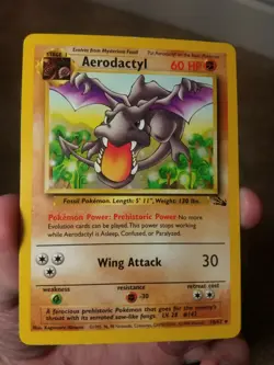 1999 POKEMON FOSSIL SET AERODACTYL CARD 16/62 - Image 1