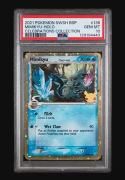 PSA 10 Pokemon Card Mimikyu SWSH136 Delta Species Celebrations Black Star Promo - Image 1