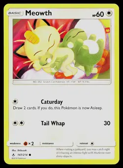 Pokemon Card Unbroken Bonds Meowth 147/214 Common - Image 1