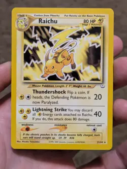 Pokemon Card Raichu Neo Revelation 21/64 Non-Holo Rare English LP - Image 1