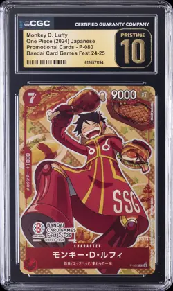 2024 ONE PIECE PROMO BANDAI CARD GAMES FEST 24-25 MONKEY D LUFFY CGC 10 PRISTINE - Image 1