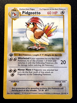 1st Edition Shadowless Pidgeotto 22/102 Base Set Pokemon Card Rare HP - Image 1