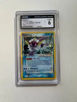 CGC 6 Vaporeon Gold Star 2007 EX Power Keepers 102/108 Holo Pokemon Card - Image 1