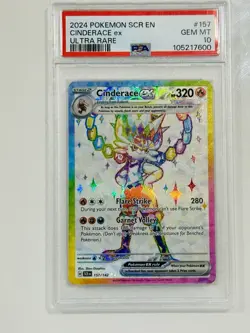 Pokemon TCG Cinderace EX Full Art Ultra Rare Rainbow Holo Card 157/142 PSA10 - Image 1