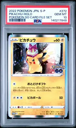 2022 POKEMON JAPANESE S PROMO POKEMON GO CARD FILE SET #272 PIKACHU-HOLO PSA 10 - Image 1