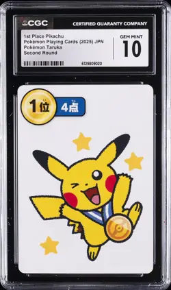 2025 POKEMON PLAYING CARDS POKEMON TARUKA JAPANESE 1ST PLACE PIKACHU CGC 10 - Image 1