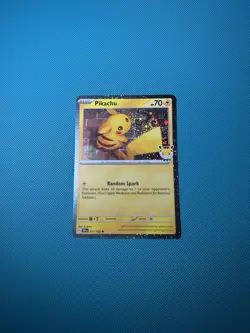 30th Celebration Pokemon Pikachu SWIRL 🌀 Cosmo Holo Promo Basic Card 051/162 - Image 1