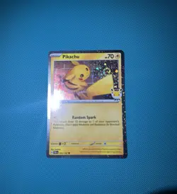 30th Celebration Pokemon Pikachu SWIRL 🌀 Cosmo Holo Promo Basic Card 051/162 - Image 2