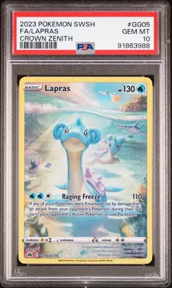 2023 POKEMON SWORD & SHIELD CROWN ZENITH #GG05 FULL ART/LAPRAS PSA 10 - Image 1