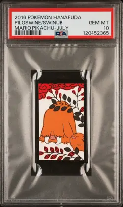2016 POKEMON HANAFUDA MARIO PIKACHU JULY PILOSWINE/SWINUB PSA 10 - Image 1
