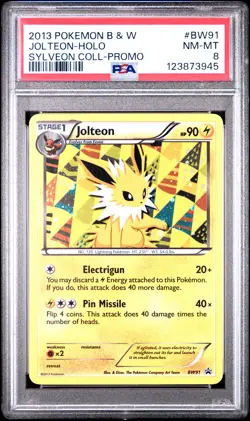 2013 POKEMON B&W PROMO SYLVEON COLL #BW91 JOLTEON-HOLO PSA 8 - Image 1