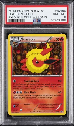 2013 POKEMON B&W PROMO SYLVEON COLL #BW88 FLAREON-HOLO PSA 8 - Image 1